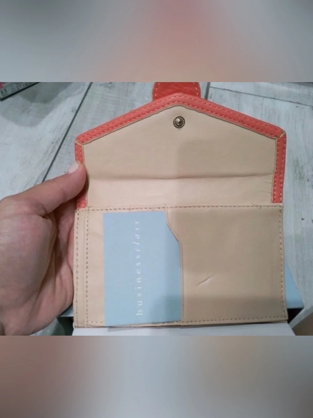 Liz Claiborne Coral-Orange Leather Envelope Wallet